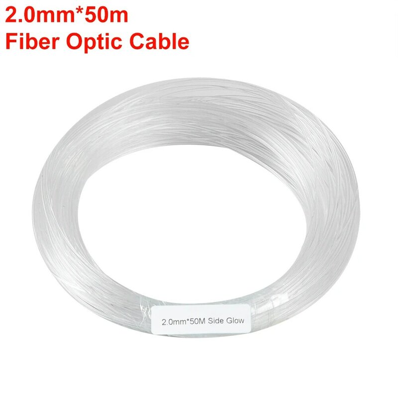 Câble en Fiber optique PMMA de 50M et 2.0mm de diamètre, éclairage de plafond lumineux pour voiture, décoration de fête