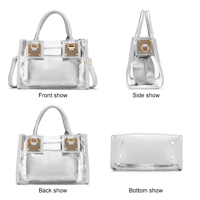 OLUOLIN Summer Transparent Bag for Women Luxury Clear PVC Jelly Small Tote Crossbody Messenger Shoulder Bags Female Handbags