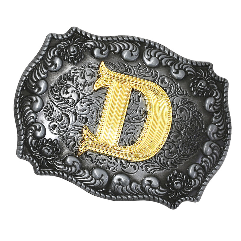 Hebilla de cinturón de lujo para hombre y mujer, ABCDWXY-Z con letras iniciales doradas, hebilla de Metal indio