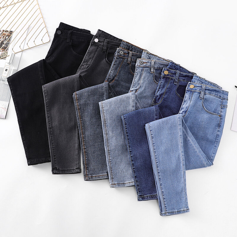 Moda wysokiej talii dżinsy damskie 2020 nowy szczupły wysoki profil ołówek spodnie stretch spodnie obcisłe spodnie typu casual Karo888