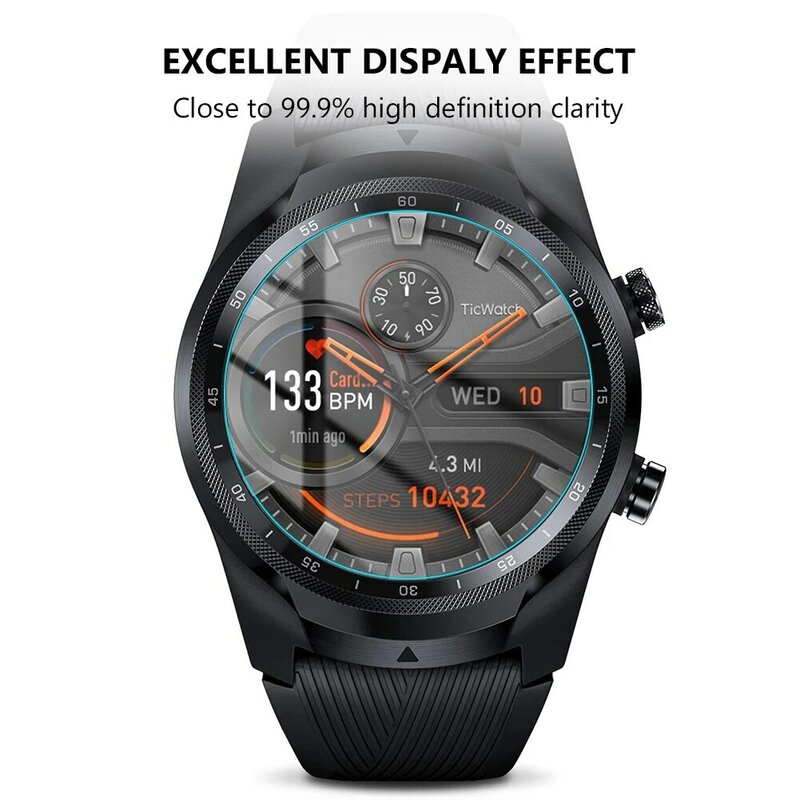 1/2/3 pcs 9h tempered glass protective cover for ticwatch e/s/c2/e2/s2/pro screen protector scratch resistant anti-shatter guard