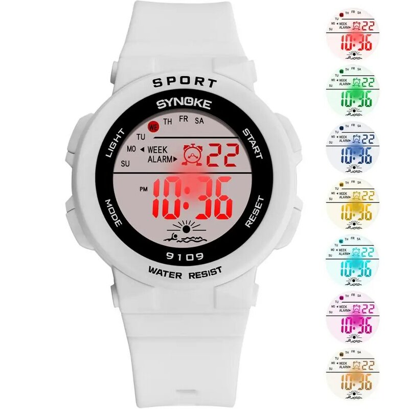 Synoke Fashion 50M Waterdicht Studenten Kids Horloges Kinderen Jongens Meisjes Digitale Led Alarm Datum Casual Horloges Sport Polshorloge