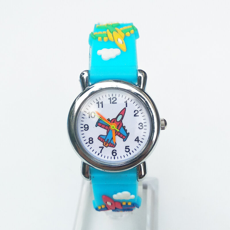 Baby Cartoon samolot zegarek sukienka dla dzieci analogowe zegarki kwarcowe dzieci cyfrowy zegarek chłopcy dziewczęta Unisex zegarki zegar dla ucznia