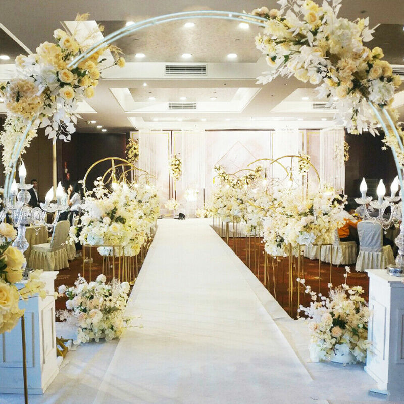 Arco de Metal redondo para boda, soporte de fondo de 2,4x2,7 m, marco de flores, estante de globos de plata, decoración de fondo de utilería para fiesta de cumpleaños y jardín