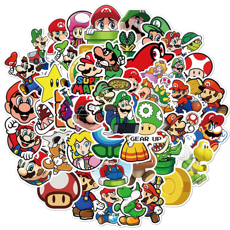 10/30/50/100 Buah Stiker Kartun Game Super Mario Anime Bagasi Skateboard Stiker Grafiti Ponsel Laptop Mainan Klasik Anak
