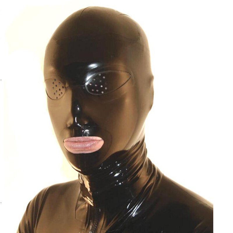 Masque facial en Latex naturel unisexe pour femmes et hommes, couvre-chef brillant à capuche pour fête à thème d'halloween, Costumes de jeux de rôle fantaisie