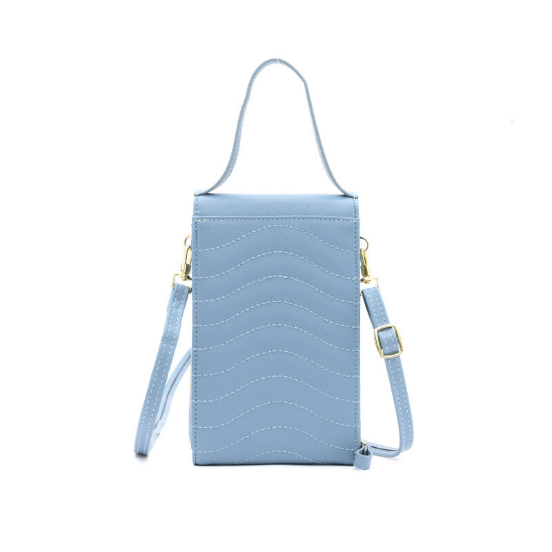 Mini bolso bandolera de piel sintética para mujer, cartera para teléfono móvil de 3 capas, tarjetero de gran capacidad, bolso de mano
