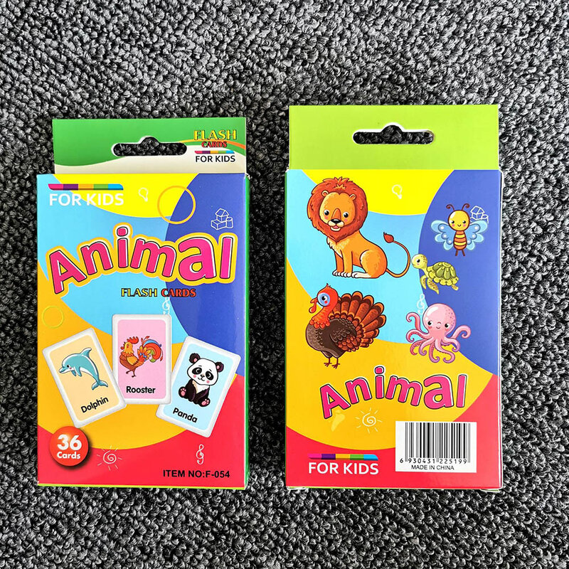 36 pçs crianças reconhecimento animal cor animal cartões de ensino cognitivo flash puzzle infantil educação precoce aprendizagem brinquedo presentes