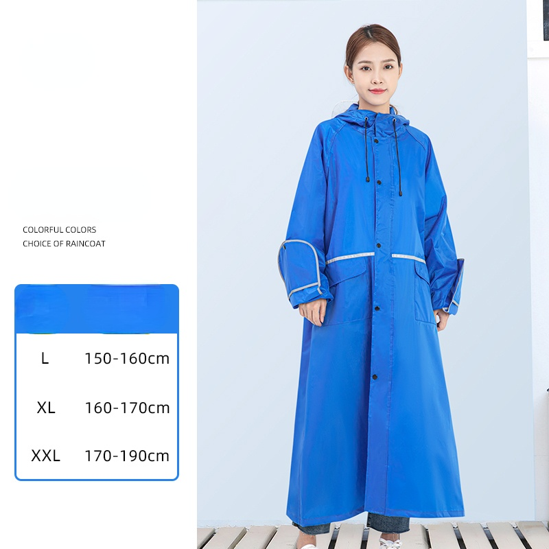 Chubasquero azul plegable para Mujer, chaqueta impermeable portátil, Gabardinas largas para ciclismo, LL50UM