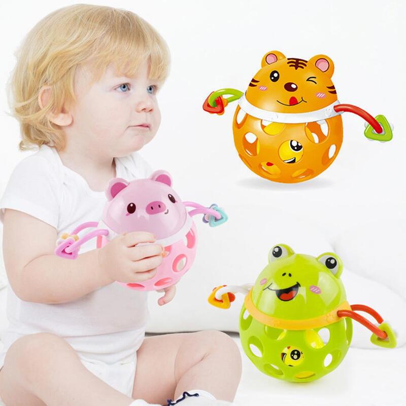 Baby Rattles Toy Cartoon Animal Soft Plastic Rattle Ball Hand Grip Bell Developmental Teething Toy Baby Educational Toddler Toy