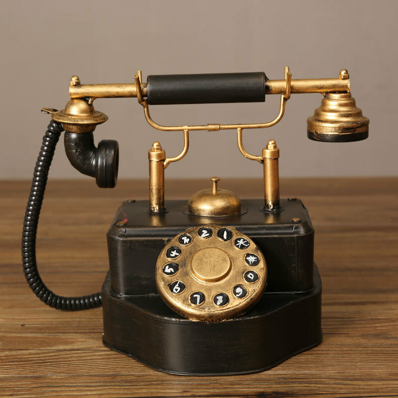 Vintage Home Decor Telephone Vintage Model European Retro Rotary Dial Telephone Set Handmade Old Iron Telephone Props