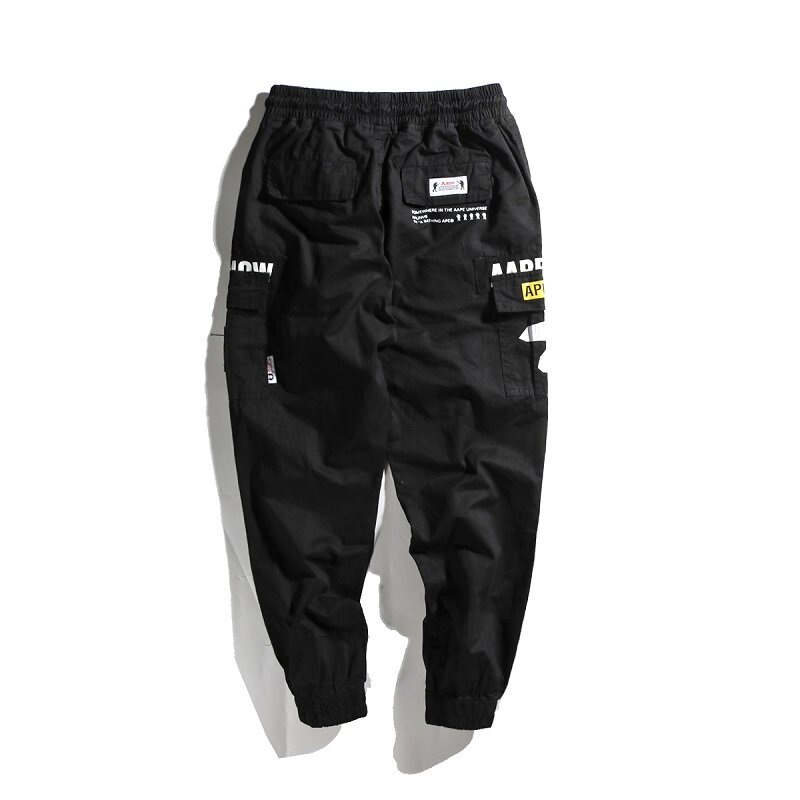 2021 Hip Hip Jogger Pants Streetwear Men Harajuku Cargo Pants Multi Pockets HipHop Joggers Trousers Black Track Pants Hipster