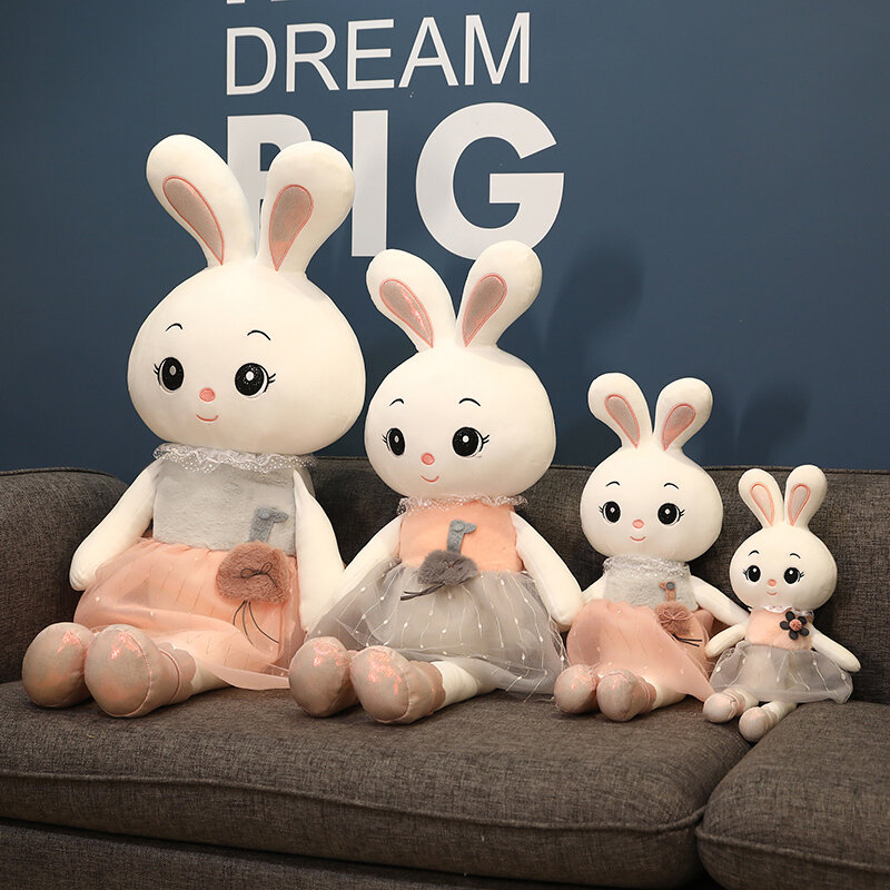 45-90cm 1pc coniglio carino con gonna di pizzo giocattoli di peluche bambole di peluche morbide cuscini per dormire animali adorabili per bambini regali per bambine