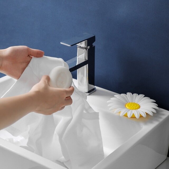 CellDeal Daisy Shape mydelniczka mydło łazienkowe uchwyt danie tacka do przechowywania mydło łazienkowe etui na uchwyt oszczędność miejsca organizacja