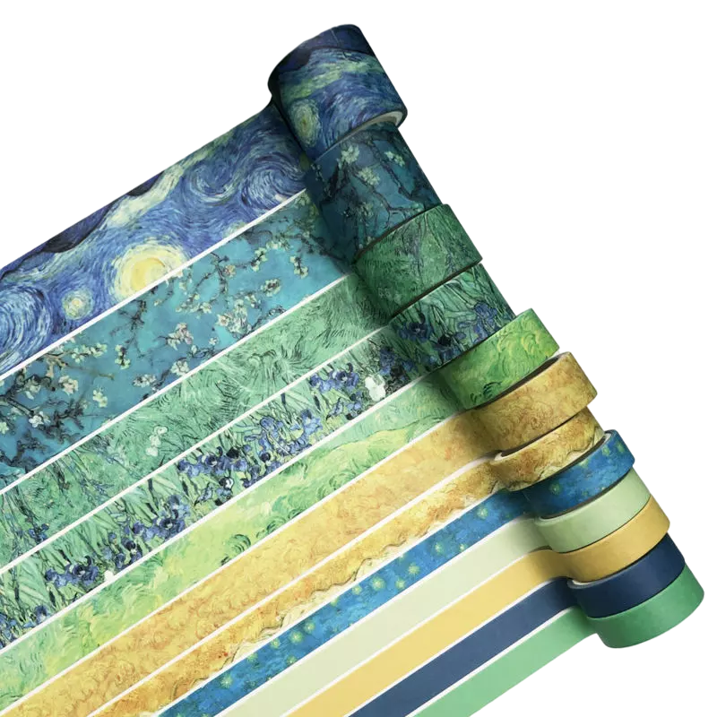 Juego de 12 rollos de cinta Washi para decoración hecha a mano, materiales de envoltura, cinta adhesiva para regalo, tiras de colores