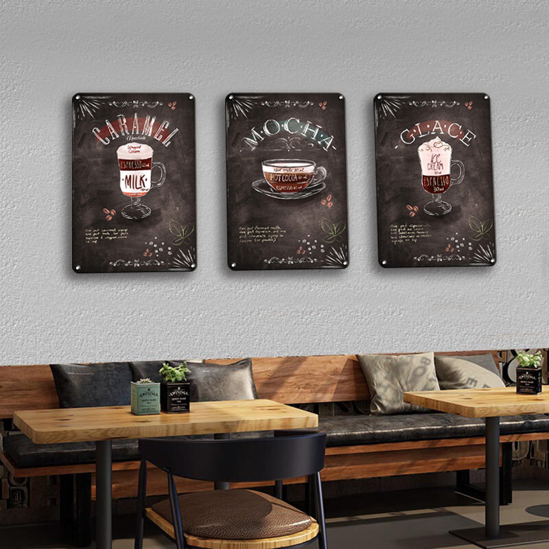 Delikatne znaki gotowania metalowa płytka dekoracje ścienne restauracja kawiarnia kuchnia artystyczna dekoracja ścienna akcesoria Retro kawy metalowy plakat