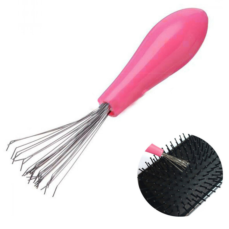 Mini escova de cabelo embutida, limpador de plástico, removedor de emaranhamento, ferramentas de salão, cuidados com o cabelo