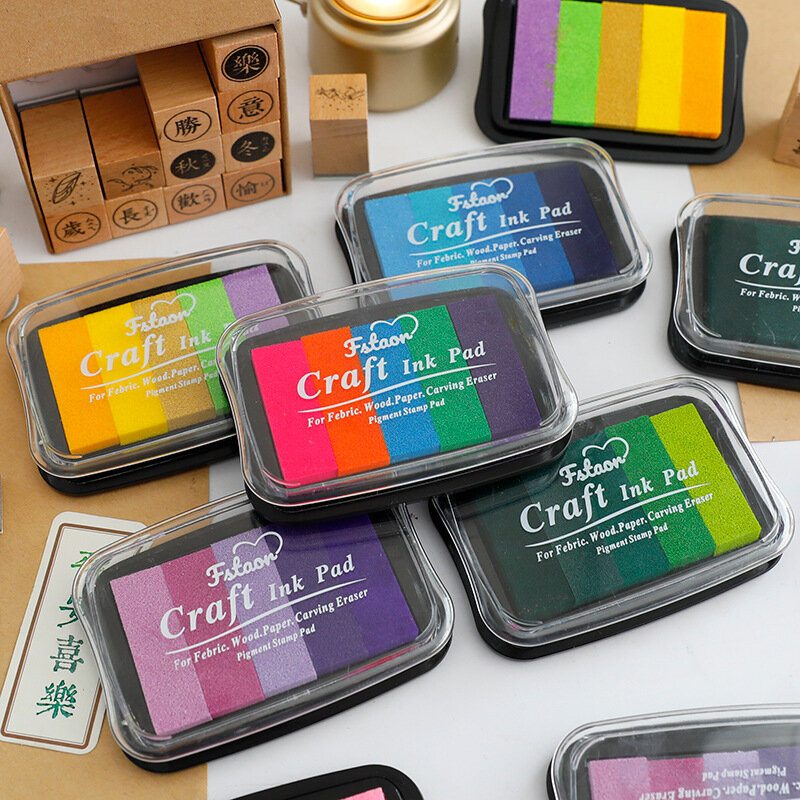 5 أنواع ألوان قوس قزح كرافت مختمة طوابع مطابقة مناسبة للطباعة الأطفال الألوان اليدوية التكميلية