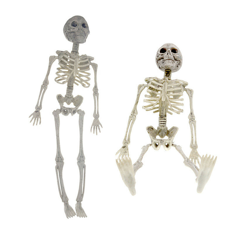 Ornamento de halloween, imitação de esqueleto humano plástico esqueleto de halloween com juntas móveis decoração de halloween festa prop