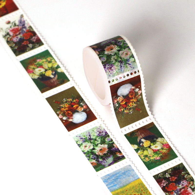 X1 Roll 25Mm X 3M Stempel Bloemen Inkt Schilderij Diy Plakband Voor Scrapbooking Decoratie Masking Kawaii Washi tapes