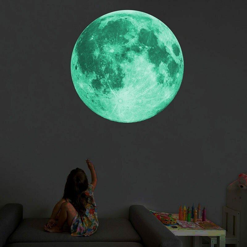 Glow In the dark adesivi murali 3D Moon Earth fai-da-te per camerette 8/12/20/30cm