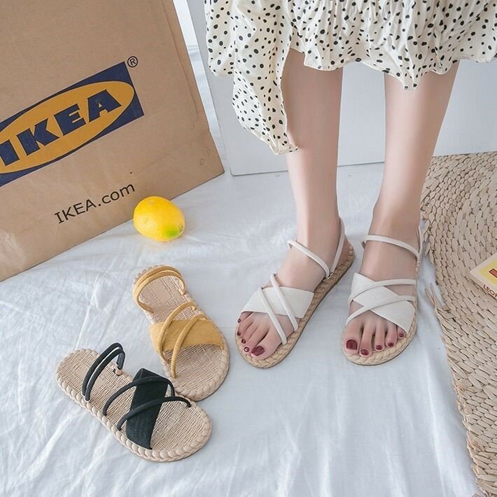 Sandalias planas bonitas para Mujer, chanclas finas de tiras, para playa, doble uso