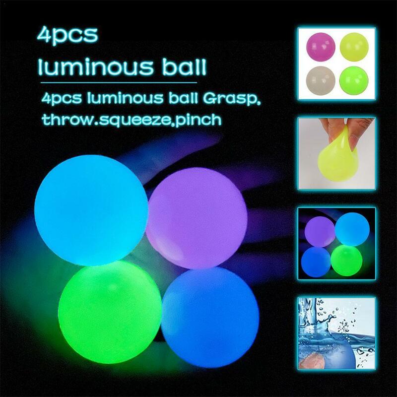 4.5cm Luminous, lepki, ściana, lepkie docelowa piłka wycisnąć Vent Toy zabawki dekompresyjne Fidget prezenty dla dzieci i dla dorosłych A2U2