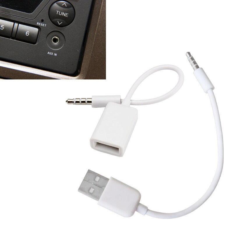 3.5mm przewód do konwersji Audio zestaw słuchawkowy kabel do transmisji danych USB 3.5 na USB żeński przedłużacz biały konwerter kabel