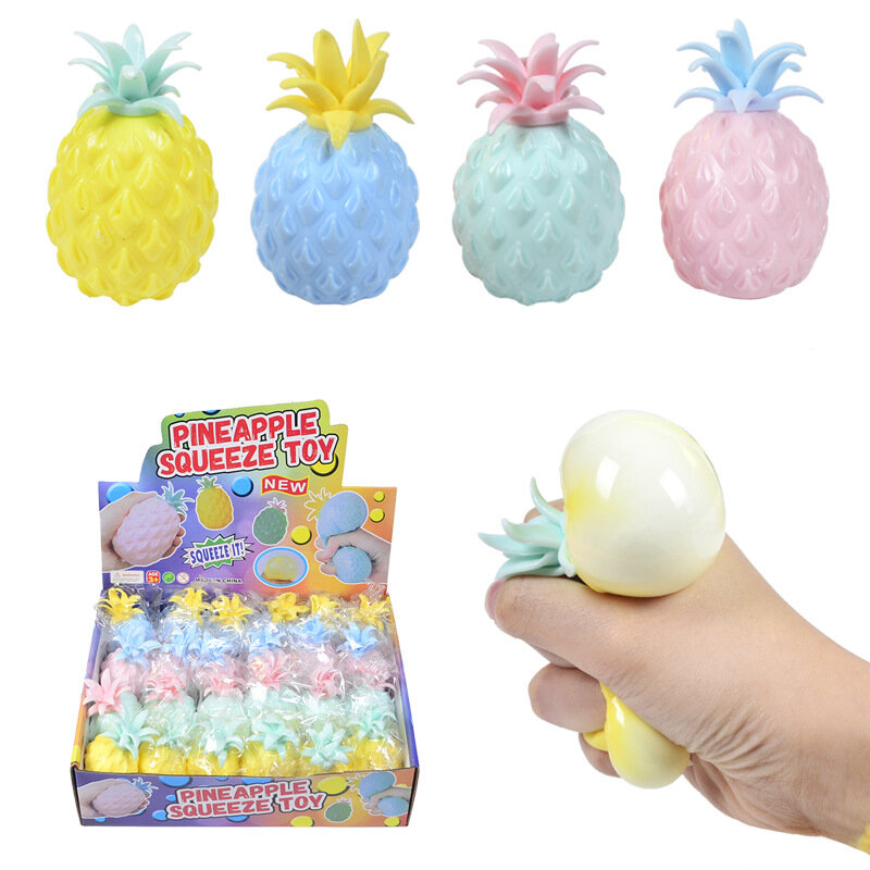 4Pcs ของเล่นสร้างสรรค์ใหม่ TPR แป้ง Vent Squeeze Ball สับปะรดน่ารัก Decompression Ball Squeeze ความดันปล่อยเด็กของเล่น
