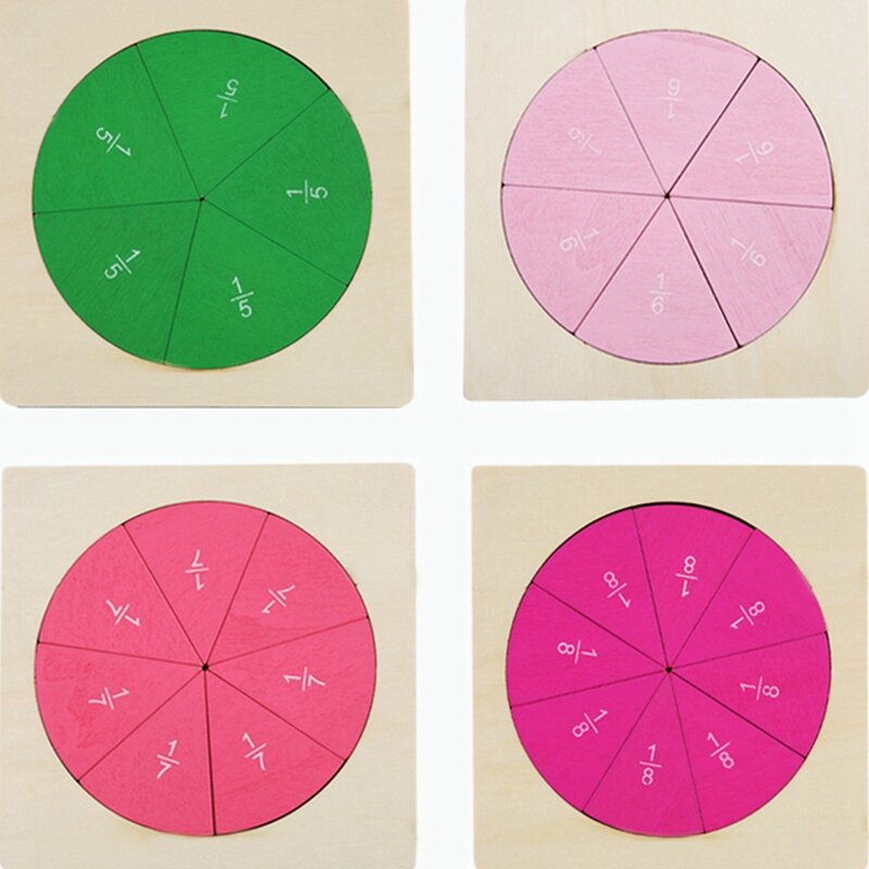 Papelaria de aprendizagem fracionária da decomposição do círculo colorido da caixa super da fração da placa da matemática