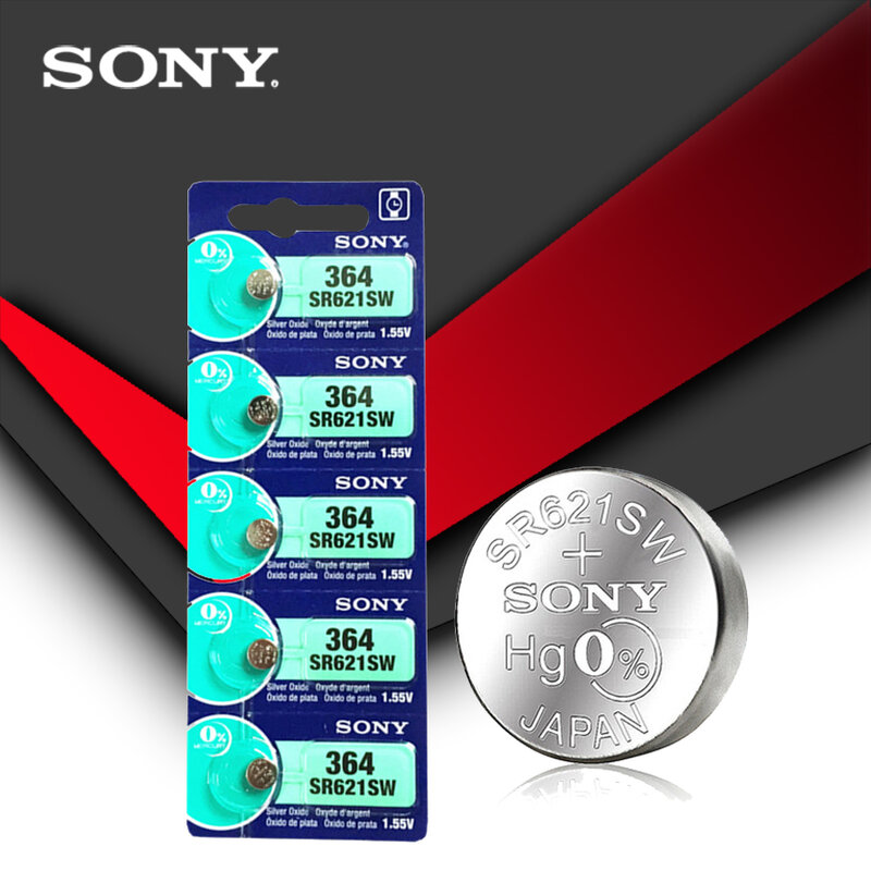 10 шт. Sony 100% оригинал 364 SR621SW V364 SR60 SR621 AG1 батарейный блок для часов Сделано в Японии
