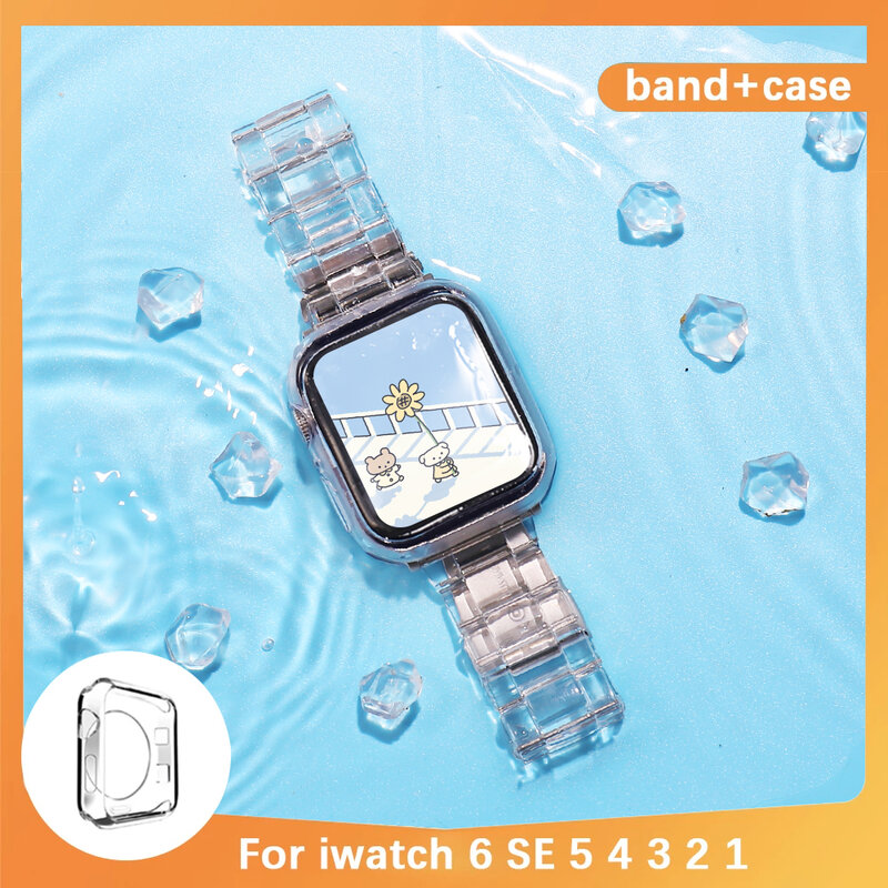 Ремешок для часов Apple Watch Band Series 6 SE 5 4 3 21, прозрачный браслет для Iwatch 38 мм 40 мм 42 мм 44 мм, аксессуары для часов