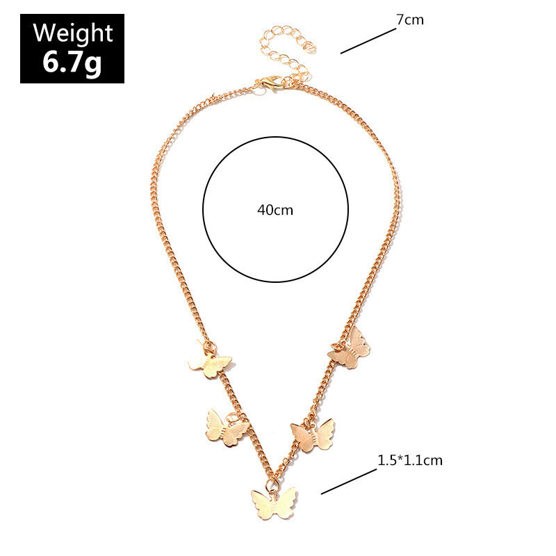 ONEINALL Evening Party Women's Neckless Alloy Gold Accessories Beautiful Butterfly Necklace Womens Accessories 2021 Fashion New