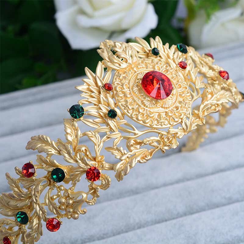 Corona barocca Color oro strass in metallo diademi fasce per principessa reale spettacolo diadema donne ragazze fasce per capelli gioielli per capelli