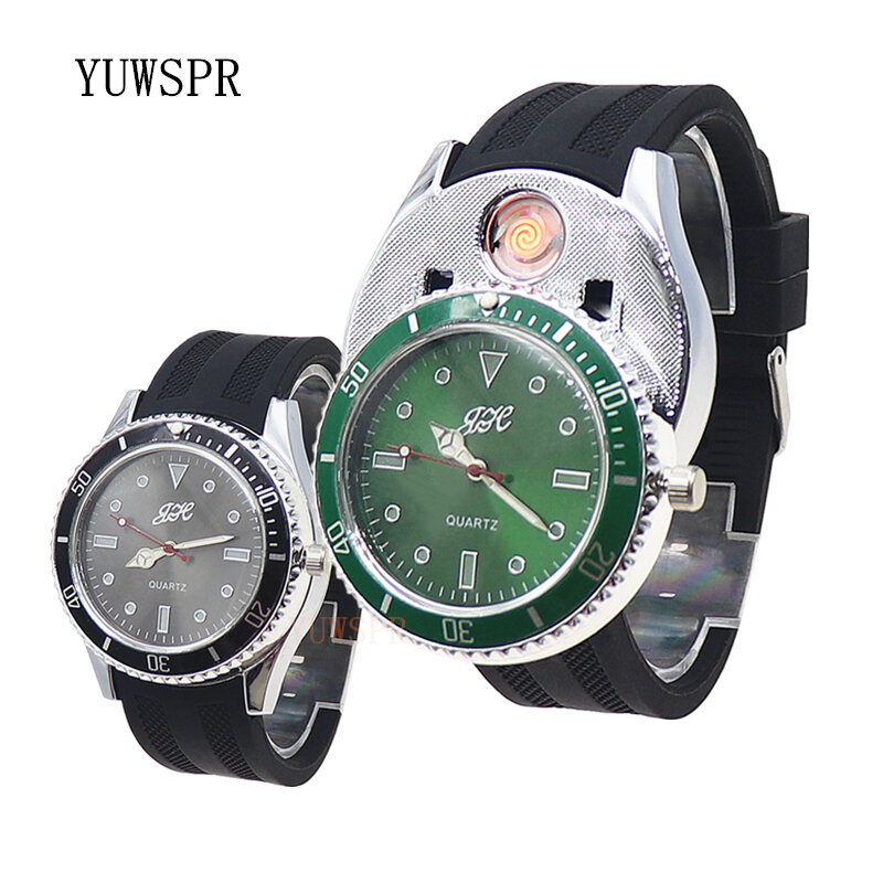 Часы наручные мужские с USB-зарядкой, светящиеся уличные Модные Зеленые часы-призрак для кемпинга, спортивные часы JH333, 1 шт.