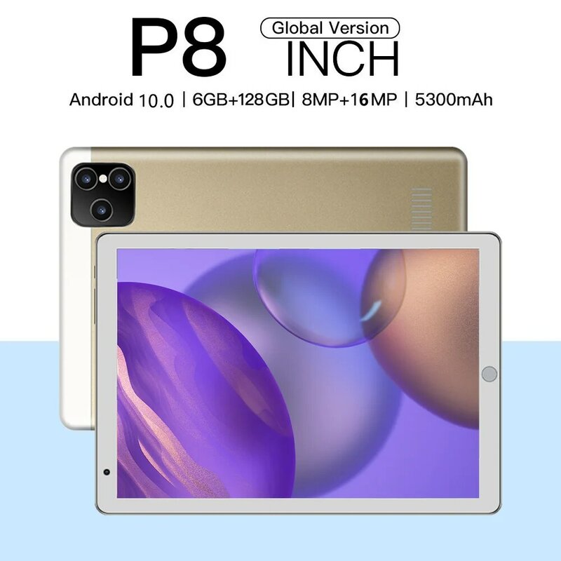 Tableta P80 con android 128, ordenador portátil de 8 pulgadas, 10 núcleos, 6GB + 10,0 GB, 4/5G, GPS