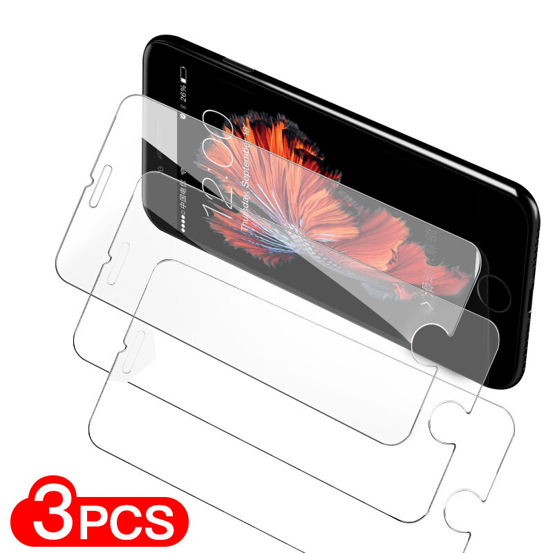 3PCS Vidro De Proteção Para o iphone 6 7 8 Além de Protetor de Tela de Vidro Para iPhone 5 6 7 8 SE 2020 de Vidro Temperado
