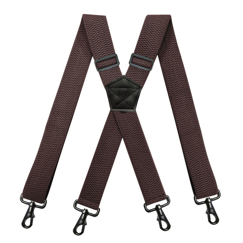 ผู้ชาย Heavy Duty Work Suspenders 3.8ซม.กว้าง X-Shape 4ตะขอสแน็ปอินหมุนปรับ Biker ยืดหยุ่นสโนว์บอร์ดกางเกง Braces