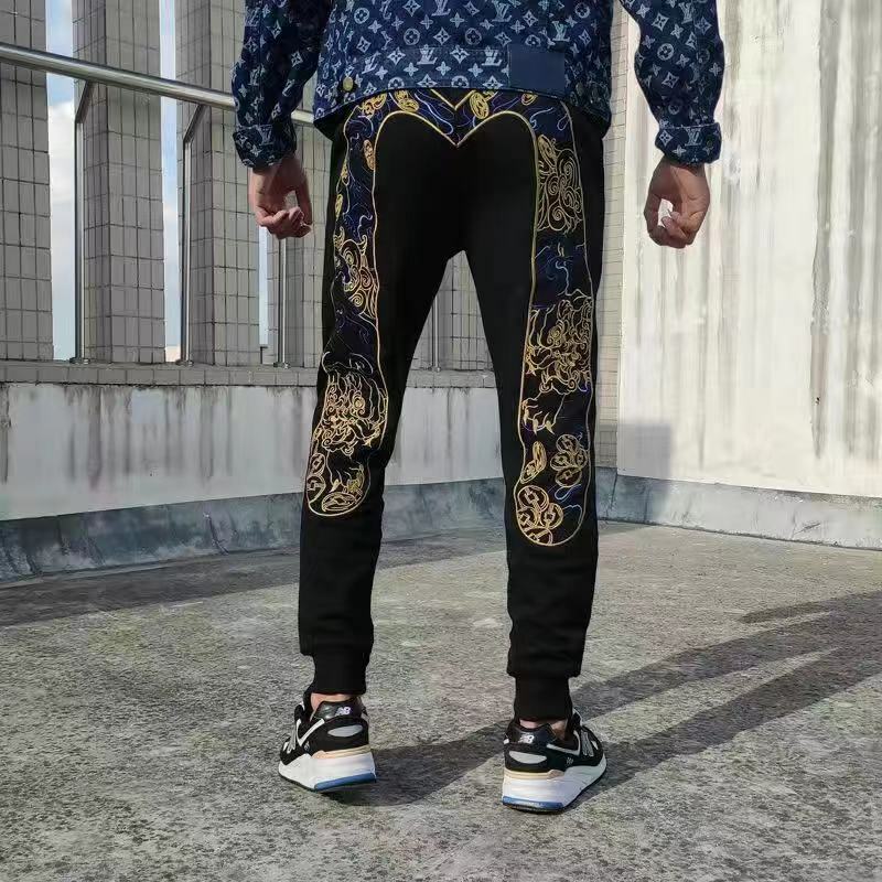 2021 nova outono calças esportivas rua personalidade moletom dos homens confortável algodão carta costura impressão calças