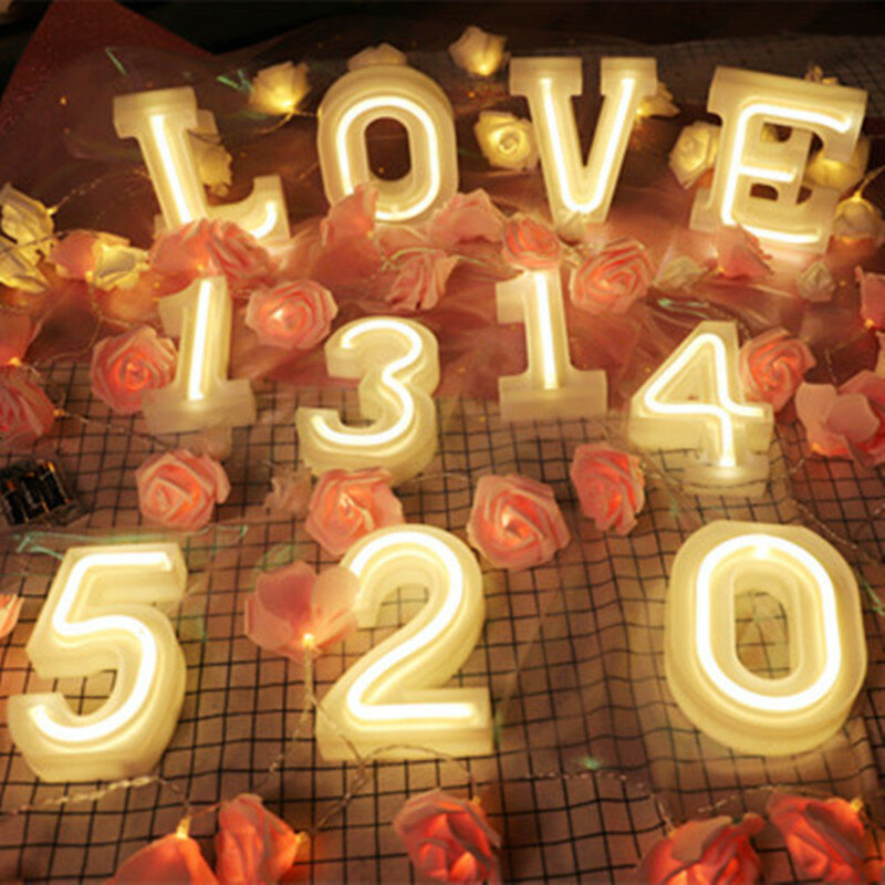 Sinal de néon led 26 letra número personalidade palavra personalizado luzes de néon para a festa de aniversário do feriado natal decoração do casamento luz da noite
