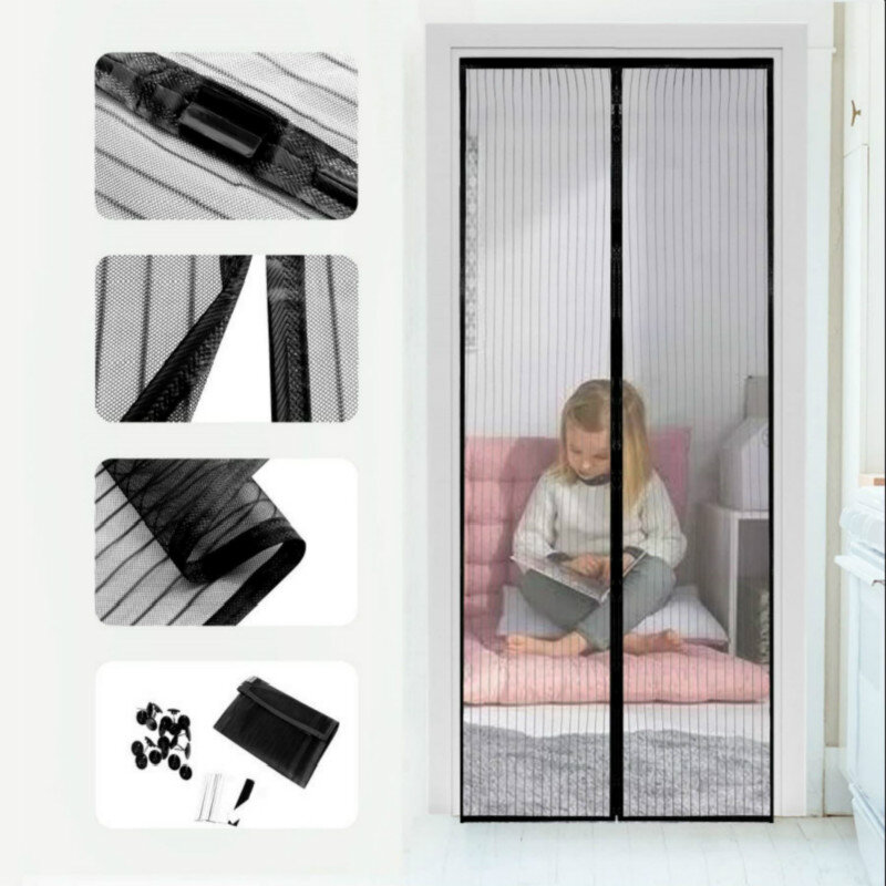 5 tamanhos mosquito net cortina ímãs porta isolar insetos pragas malha sandfly forte durável lavável cortinas de cozinha