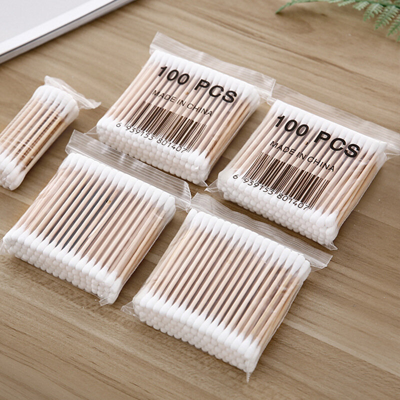 Disposable Cotton Swabs Double-Ended Cotton Swabs 35, 80, 100 Sticks Bags of Environmental Protection and Hygiene