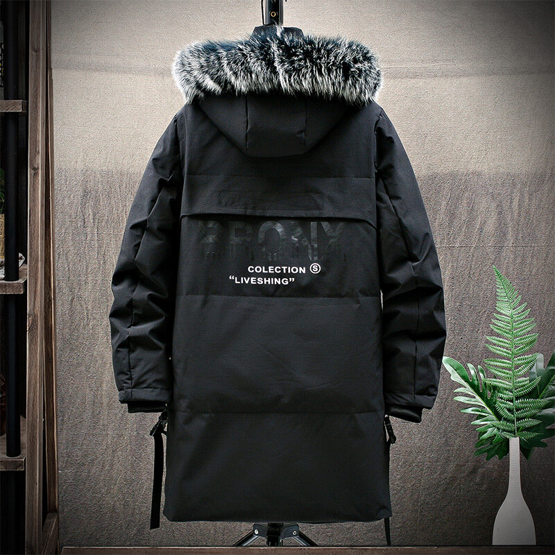 Chaqueta con capucha de piel sintética para hombre, abrigo largo y cálido de gran tamaño, novedad, invierno, 2021