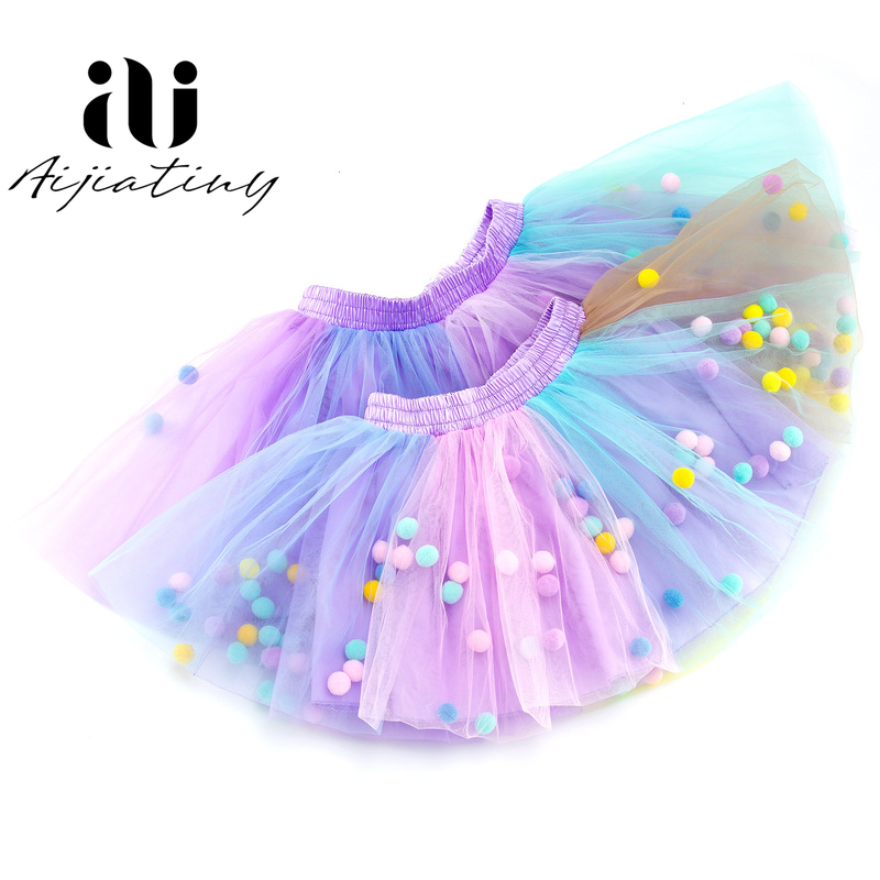 0-10y princesa crianças da menina do bebê bolas coloridas tutu tule saia 1 peças parte inferior festa meninas saias roupas saia para meninas mini