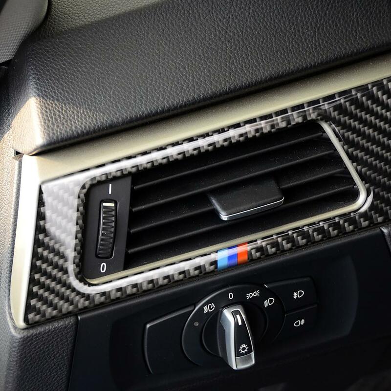 Cubierta de salida de aire acondicionado para coche, pegatina embellecedora de fibra de carbono para BMW Serie 3, E90, E92, E93, 2005-2012