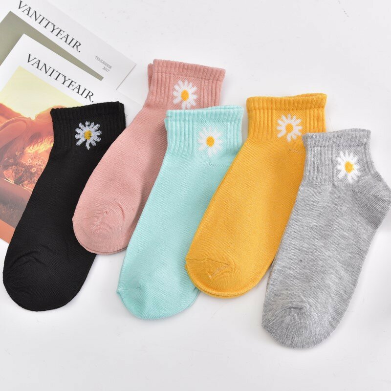 Little Daisy – chaussettes pour fille, roses, mignonnes, pour cadeau de noël, décontractées, couleur Pure, Kawaii
