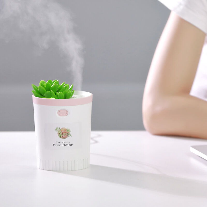 USB Succulents Air Humidifier จับเวลา Aromatherapy Diffuser Mist Maker Fogger Mini Aroma Atomizer 350ml สำหรับ Home