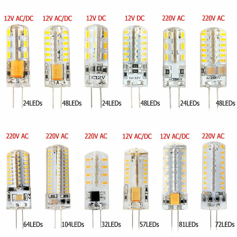 SMD3014 G4 LED 램프 DC 실리콘, 24/32/48/57/64/72/81/104LED 전구 3W 3.5W 5W 6W 7W 8W 9W 홈 데코 할로겐 라이트 교체