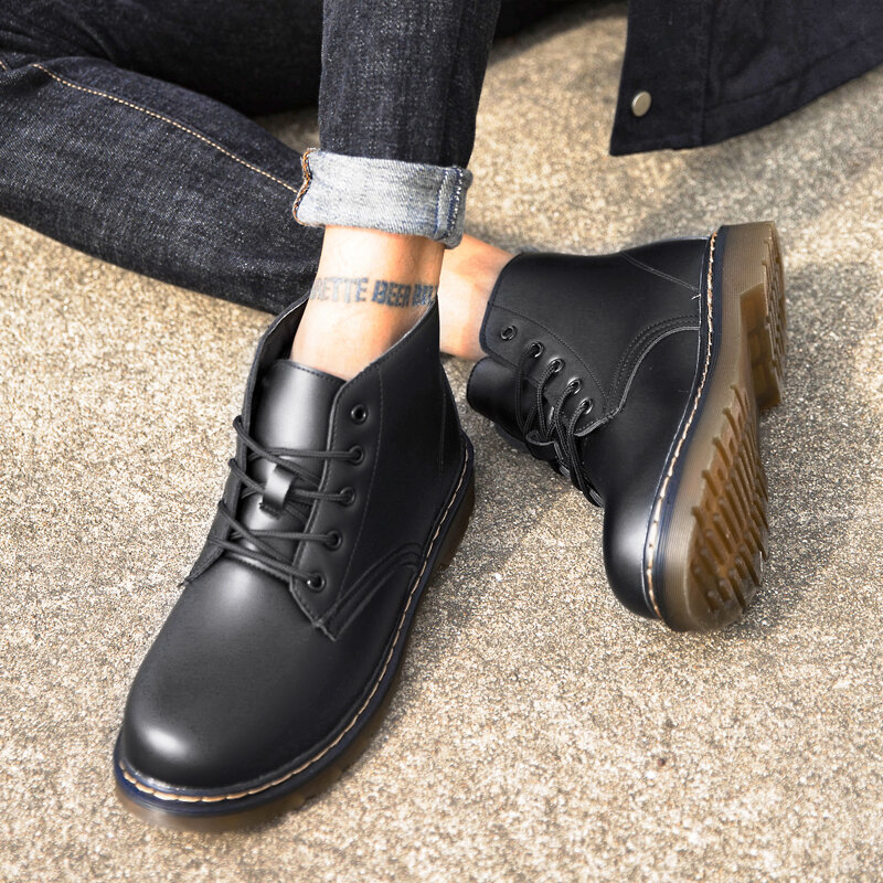Botas de couro de moda para homens casuais sapatos casuais sapatos de couro para homens
