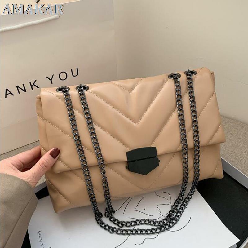 Designer Chain borse a tracolla da donna semplici borsa a tracolla in pelle PU di nuova moda Casual per borse da donna